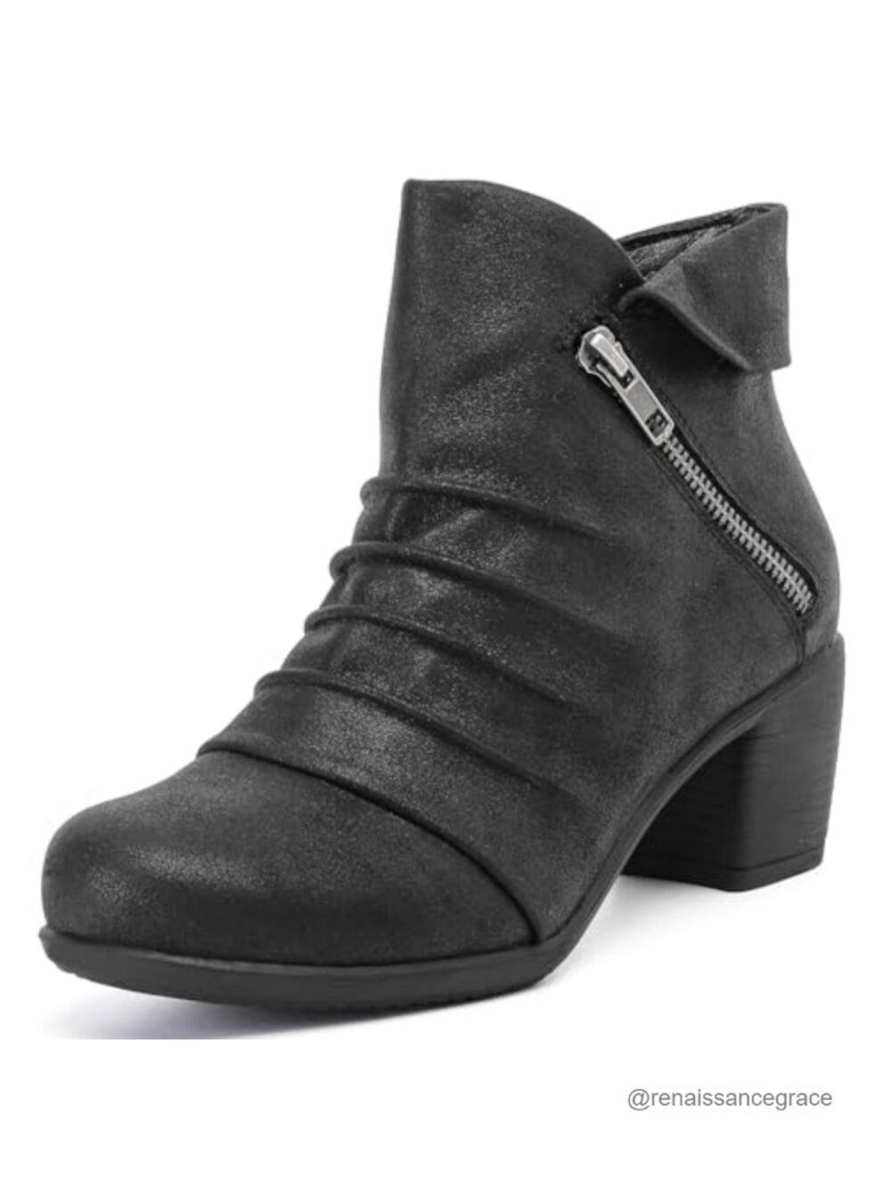 Women's Heeled Ankle Boots Faux Leather Block Heel Casual Booties